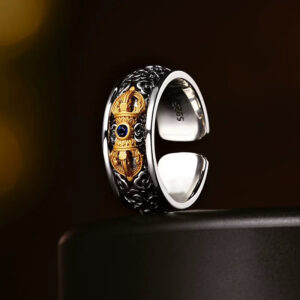 Silver Vajra Pestle Signet Ring for Men