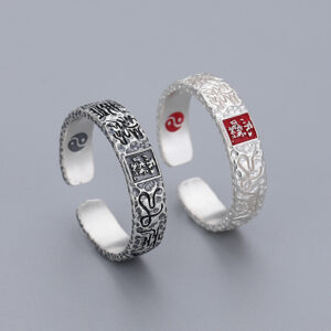 S925 Silver Taoist Leizu Mantra Signet Ring
