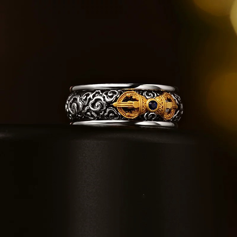 Silver Vajra Pestle Signet Ring for Men - Image 4