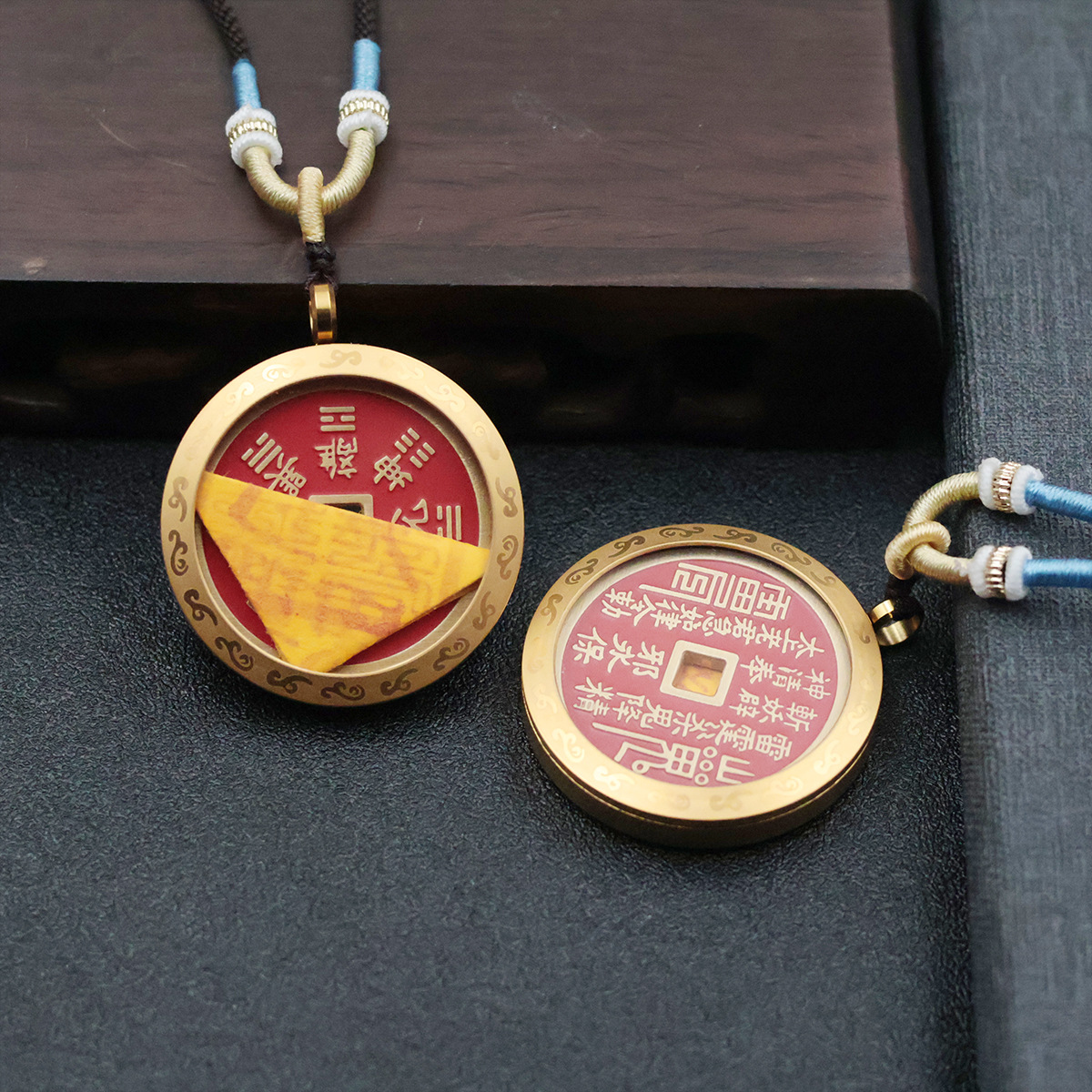 Vintage Brass Ruyi Cloud Shangui Coin Pendant Necklace - Image 4