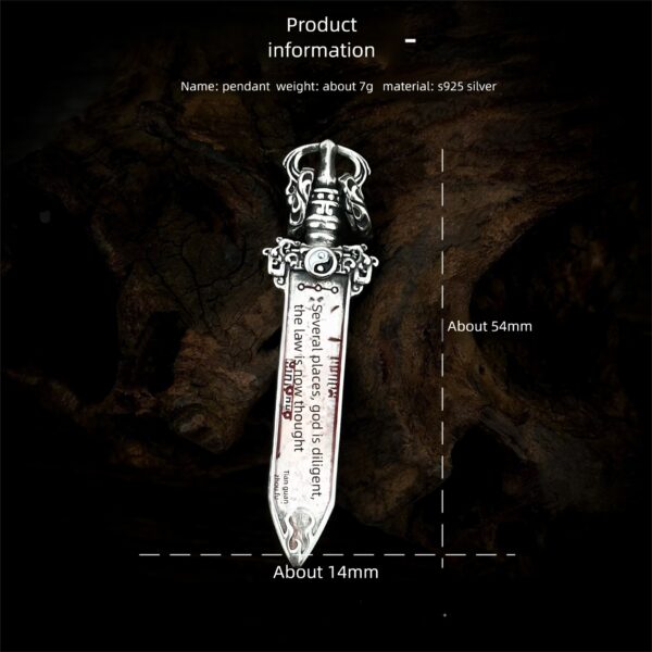 S925 Sterling Silver Taoist Dao Sword Pendant Ziwei Bagua Talisman Size Specification Chart