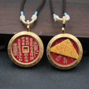 Vintage Brass Ruyi Cloud Shangui Coin Pendant Necklace - Image 6